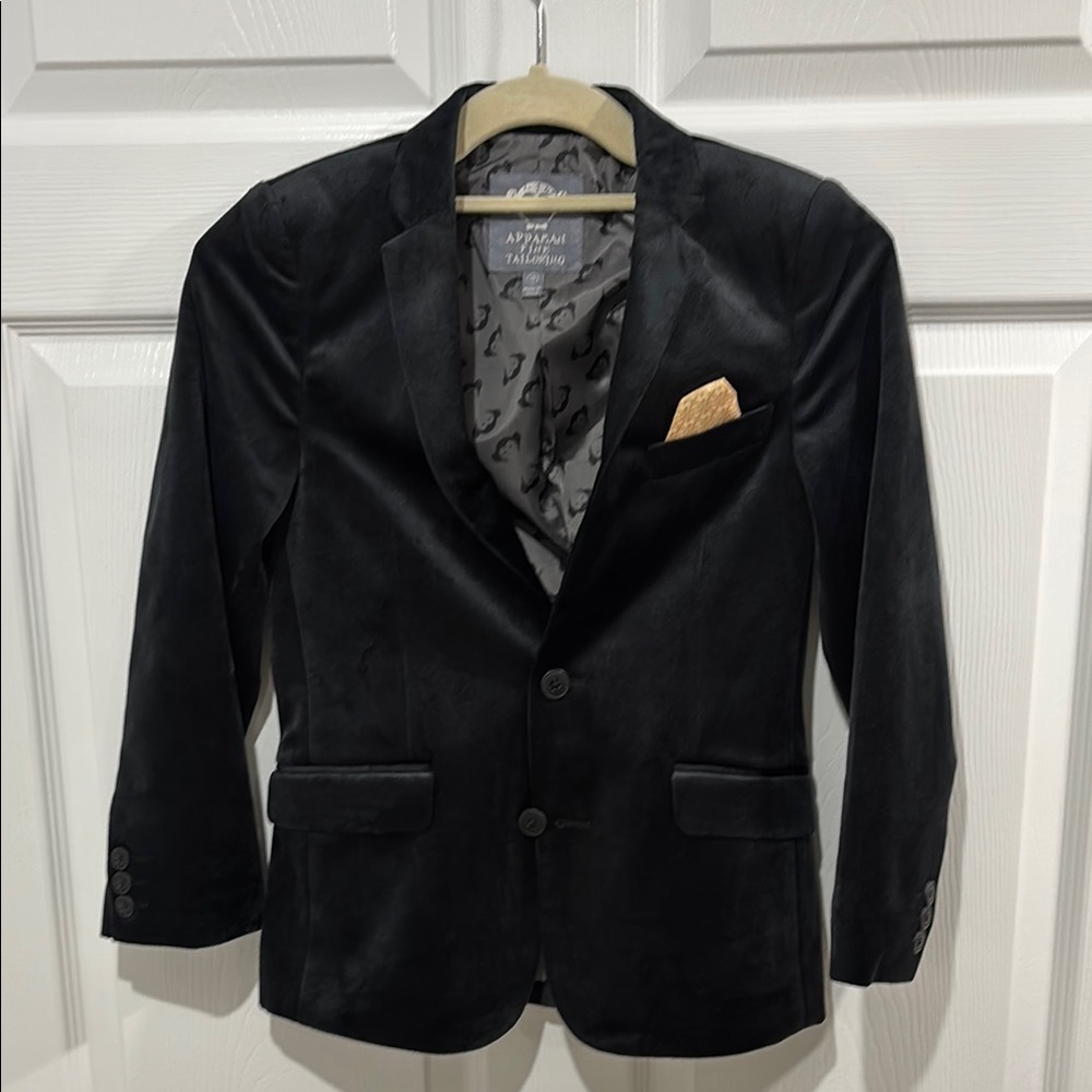 Classic Black Blazer with Gold Pocket Square